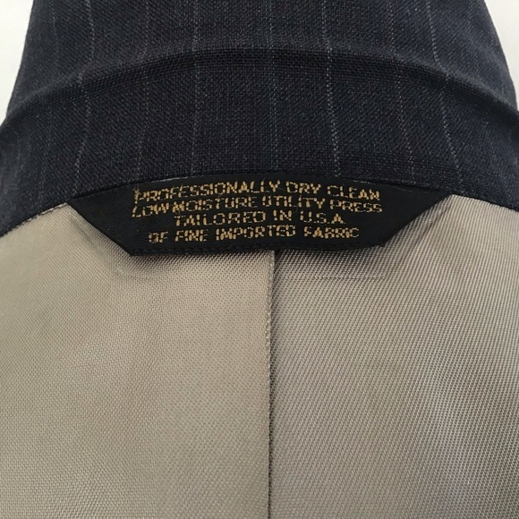 Rue Royal Nino Cerruti Blue Pinstripe 2 button notch collar VTG suit 40R 36” wai - Picture 10 of 16